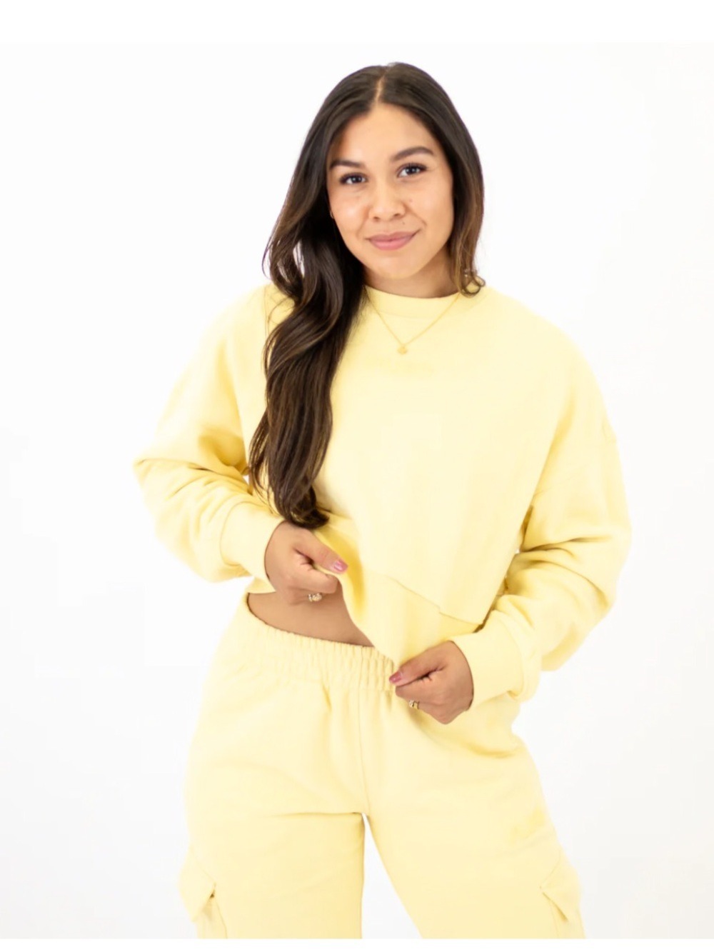 Fleo Affinity Cropped Crewneck Sweatshirt Sunny Yellow